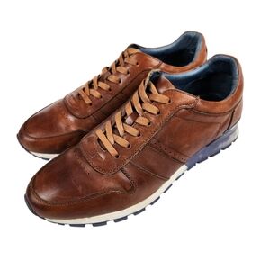 Ike Behar New York Brown Leather Athletic Sneakers Luxury Mens Size 10 Size 43